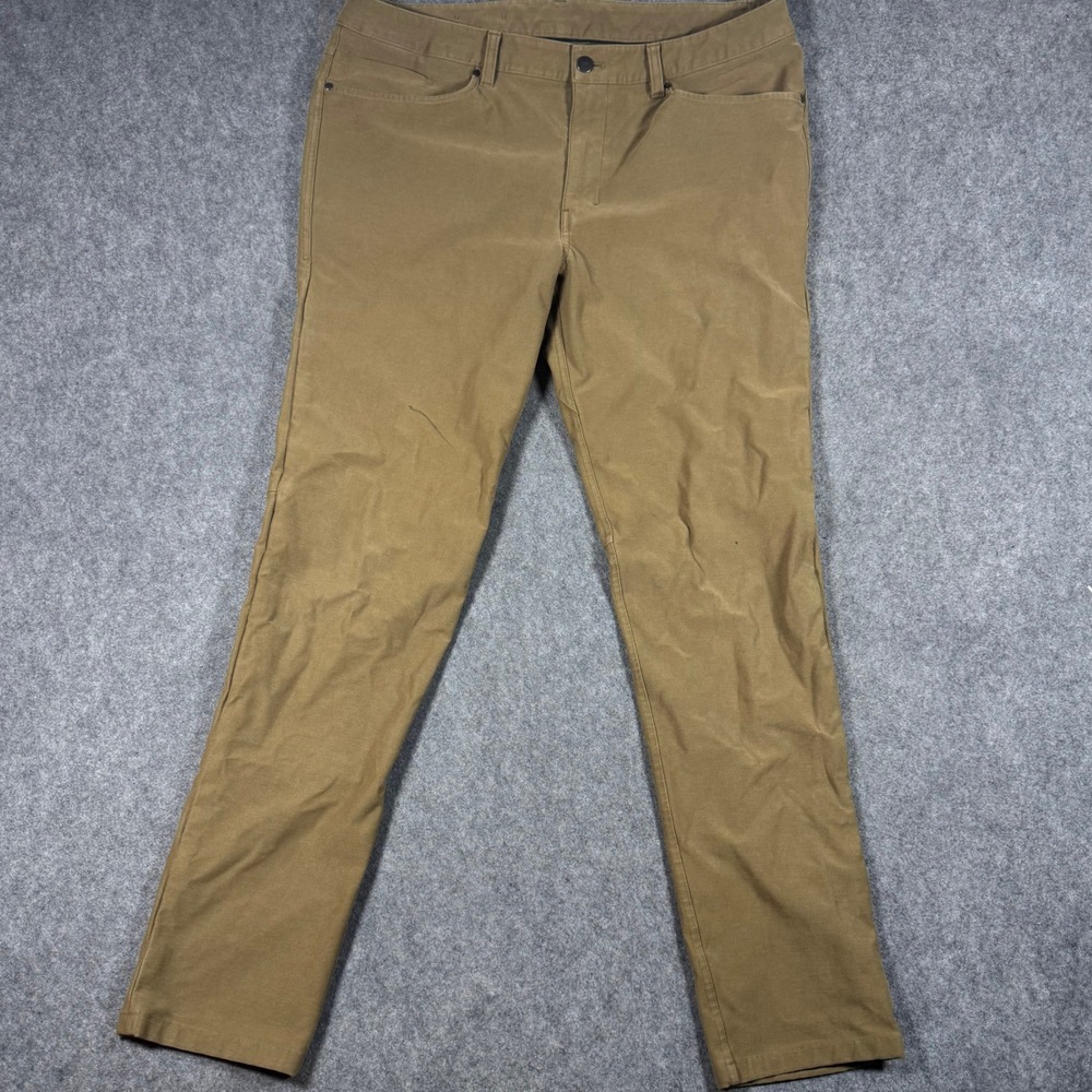 Lululemon ABC Pant Slim Mens 36 Brown Artifact Khaki Technical 5-Pocket Trouser*